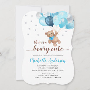 Invitation à une baby shower avec un ours en peluc