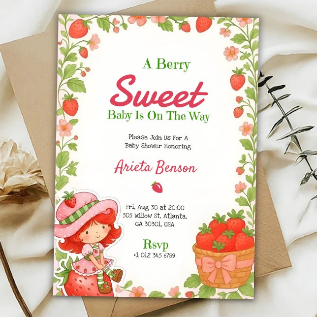 Invitation à une baby shower avec un thème Berry S (Créateur téléchargé)
