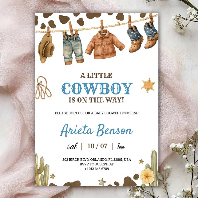 Invitation à une baby shower avec un thème cowboy (Créateur téléchargé)