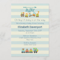Invitation à une Baby Shower avec un Train Jouet e