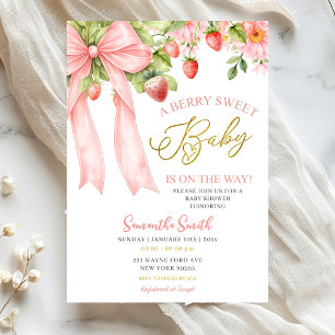 Invitation à une Baby Shower Bébé Fille aux Fraise