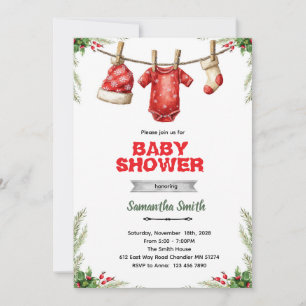 Invitation à une baby shower bébé hiver avec père 