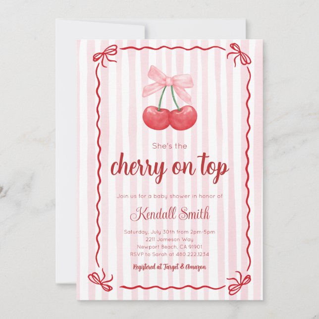 Invitation à une baby shower Cerise sur le gâteau (Devant)