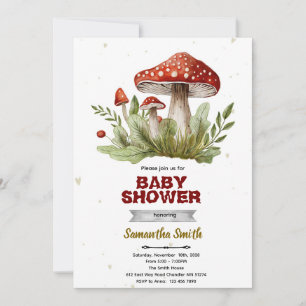 Invitation à une baby shower champignon