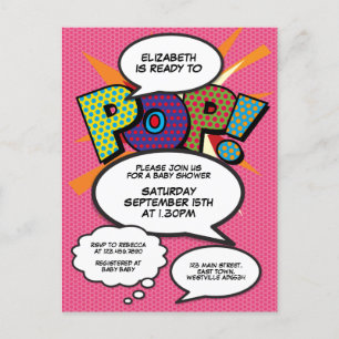 Invitation à une Baby Shower Comic Book Pop Art pr