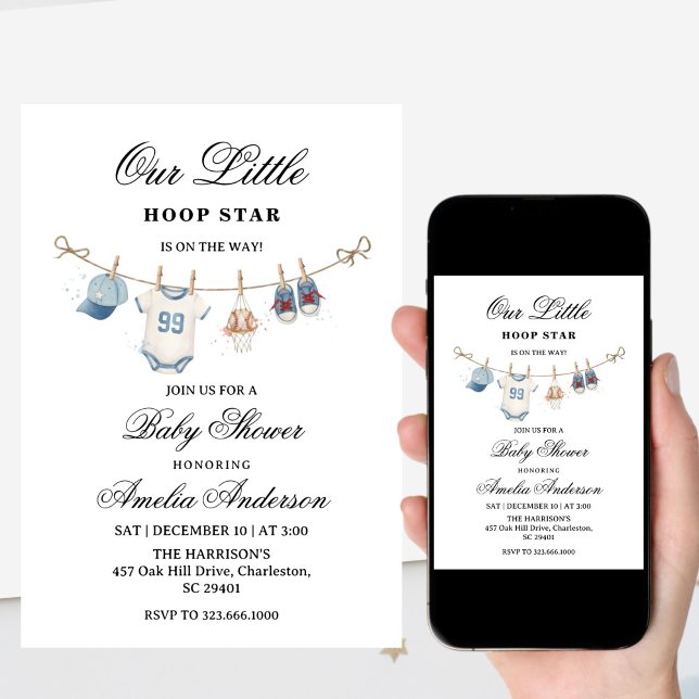 Invitation à une baby shower de baseball avec un f (Créateur téléchargé)