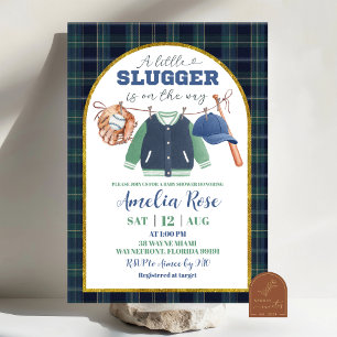 Invitation à une Baby Shower de baseball Preppy un