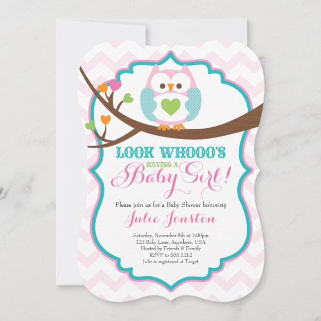 Invitation à une Baby Shower de Hibou (Devant)