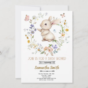 Invitation à une baby shower de lapin de Pâques