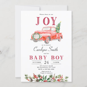 Invitation à une baby shower de Noël avec un camio
