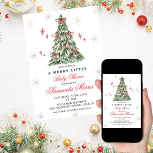 Invitation à une Baby Shower de Noël d'hiver Nœu