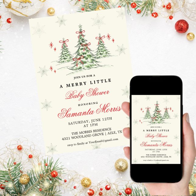 Invitation à une Baby Shower de Noël d'hiver | Nœu (Créateur téléchargé)