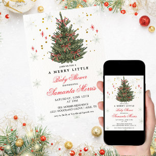 Invitation à une Baby Shower de Noël d'hiver Nœu