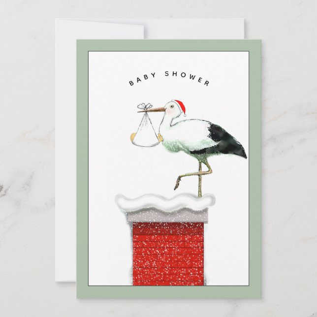 Invitation à une baby shower de Noël en décembre (Devant)