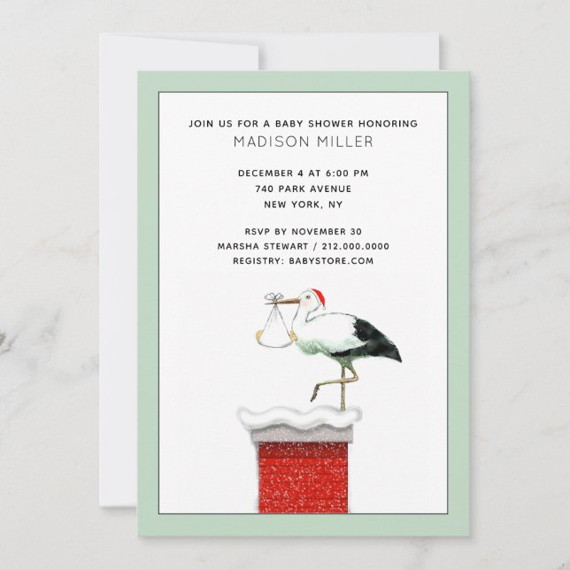 Invitation à une baby shower de Noël en décembre (Devant)