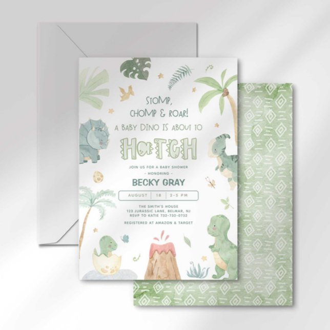 Invitation à une baby shower dinosaure (Créateur téléchargé)