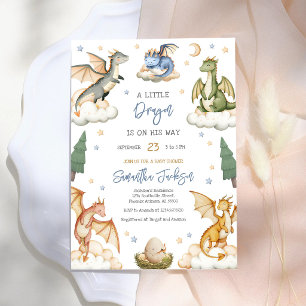 Invitation à une baby shower Dragon Bébé