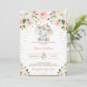 Invitation à une Baby Shower Éléphant