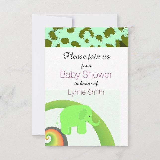 Invitation à une baby shower éléphant (Devant)