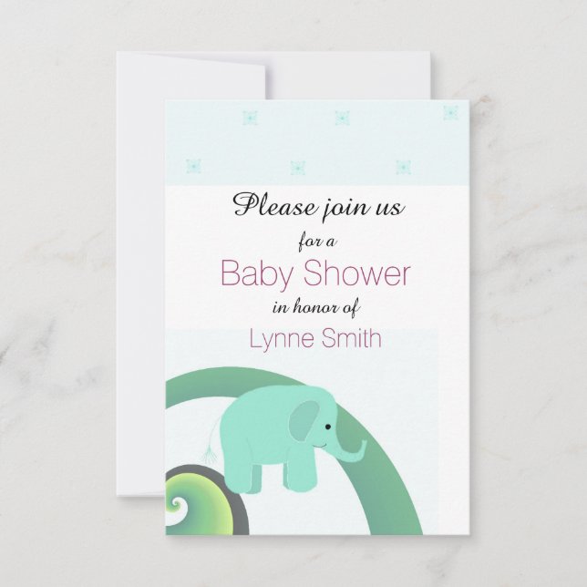 Invitation à une baby shower éléphant (Devant)
