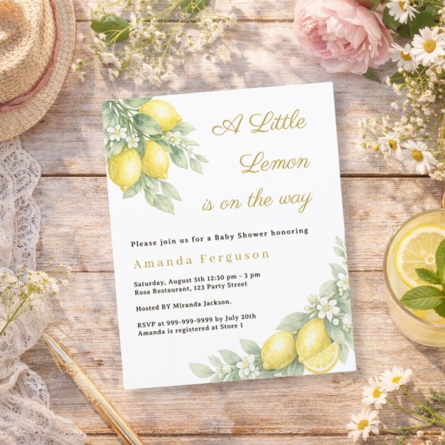 Invitation à une Baby Shower estivale au citron (Créateur téléchargé)