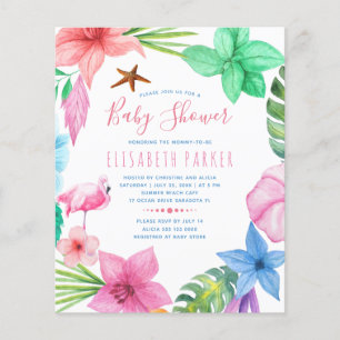 Invitation à une baby shower estivale et tropicale