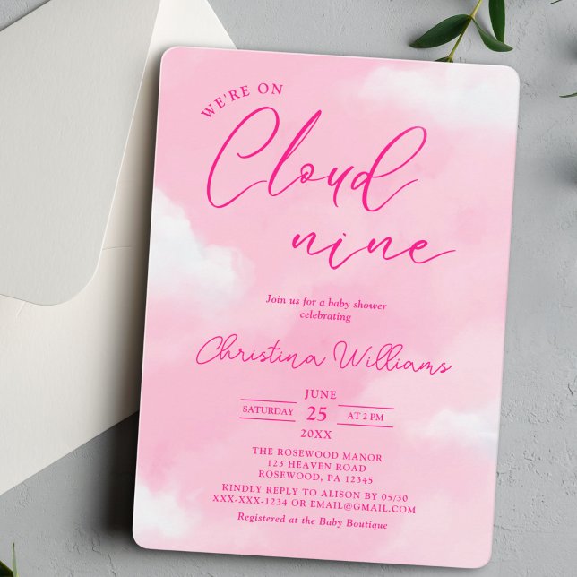 Invitation à une Baby Shower Fille Rose Moderne (Créateur téléchargé)