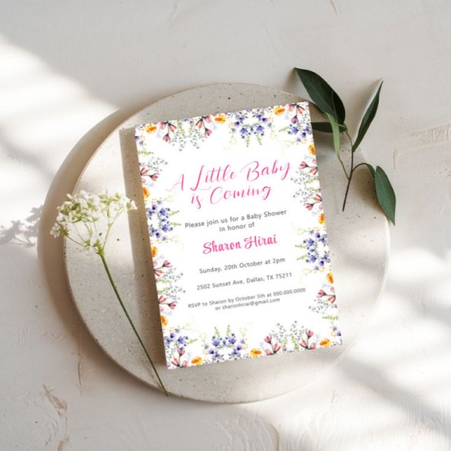 Invitation à une Baby Shower Fleur Sauvage (Créateur téléchargé)
