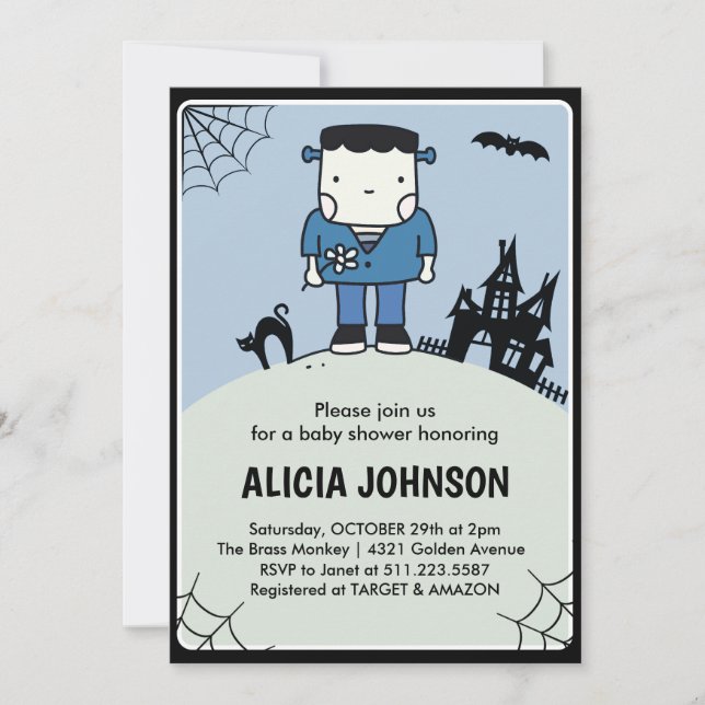 Invitation à une baby shower Halloween d'octobre M (Devant)