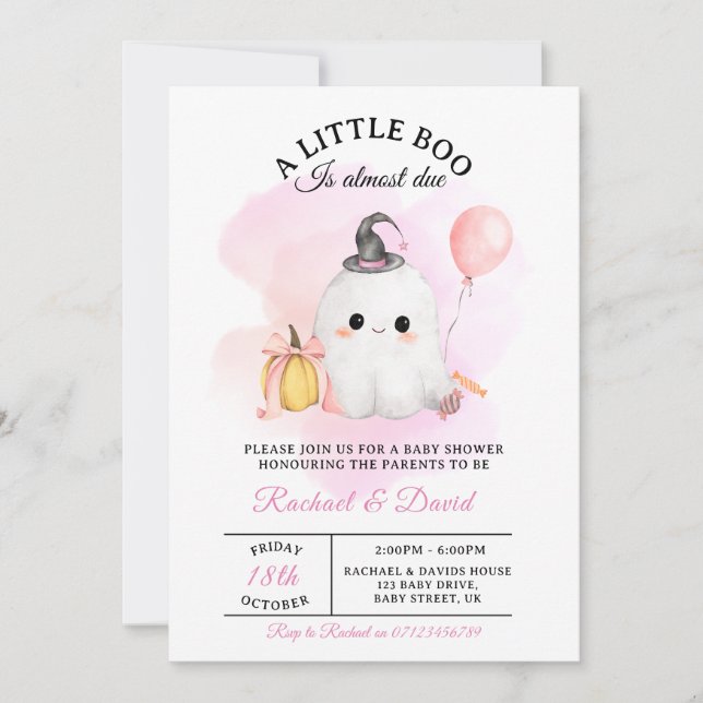 Invitation à une Baby Shower Halloween | Petit Boo (Devant)