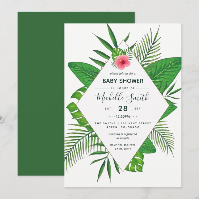 Invitation à une baby shower Hawaïenne Aloha Luau (Devant / Derrière)