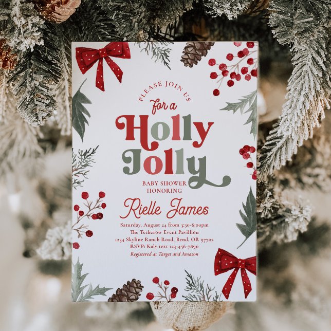 Invitation à une Baby Shower Holly Jolly (Créateur téléchargé)