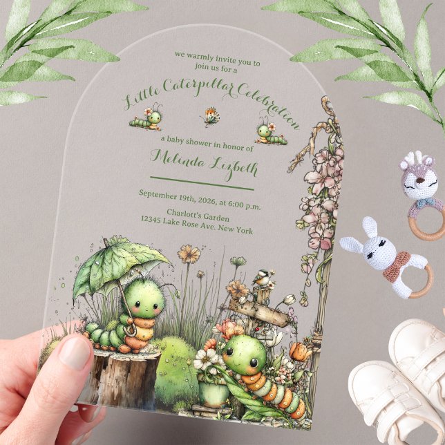 Invitation à une Baby Shower Jardin de Chenille Mi (Créateur téléchargé)