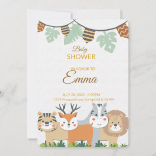Invitation à une Baby Shower Jungle – Thème Animau