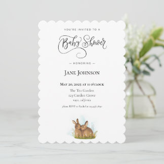 Invitation à une baby shower lapin