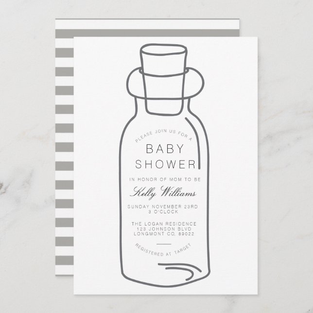 Invitation à une Baby Shower | Message dans une Bo (Devant / Derrière)