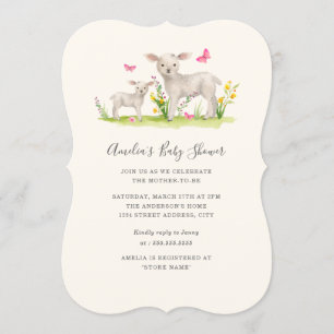Invitation à une Baby Shower Mouton Bébé Maman Dou