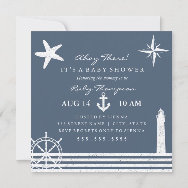 Invitation à une baby shower nautique (Devant)