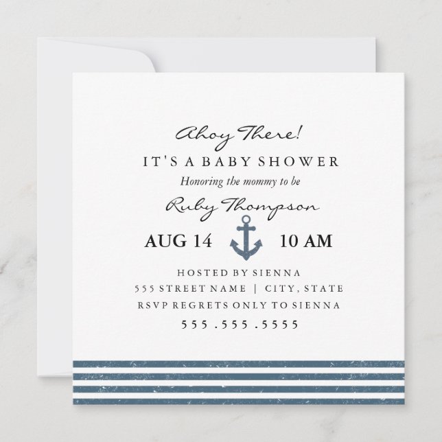 Invitation à une baby shower nautique (Devant)