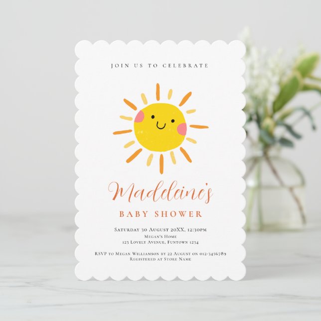 Invitation à une baby shower neutre avec thème sol (Debout devant)