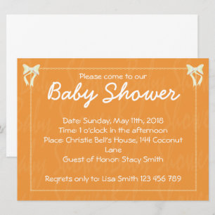 Invitation à une baby shower Orange