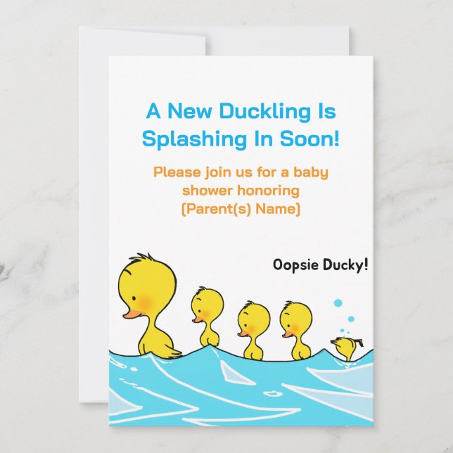 Invitation à une Baby Shower – Oups Canard (Devant)