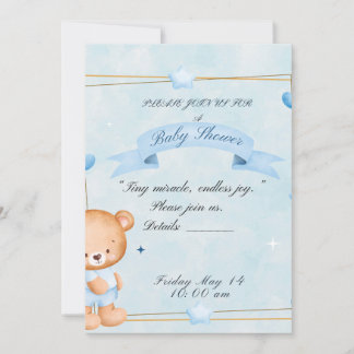 Invitation à une Baby Shower Ours en Peluche