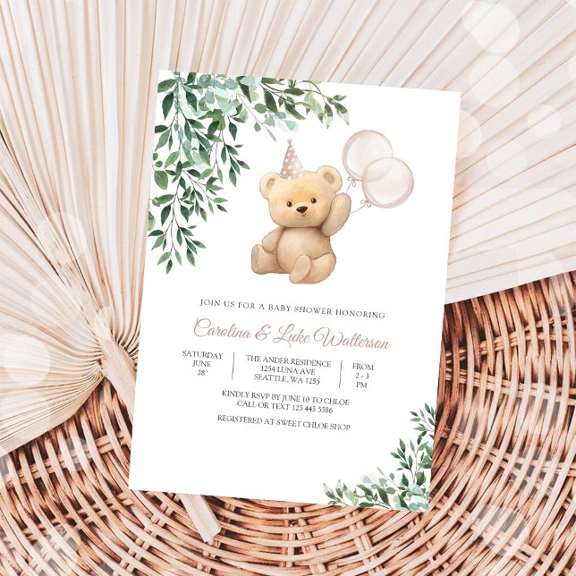 Invitation à une Baby Shower Ours en Peluche (Créateur téléchargé)