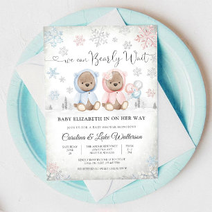 Invitation à une Baby Shower Ours en Peluche d'Hiv