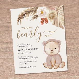 Invitation à une baby shower ourson boho