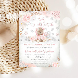 Invitation à une Baby Shower Ourson d'Hiver