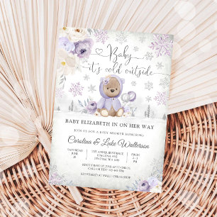 Invitation à une Baby Shower Ourson d'Hiver