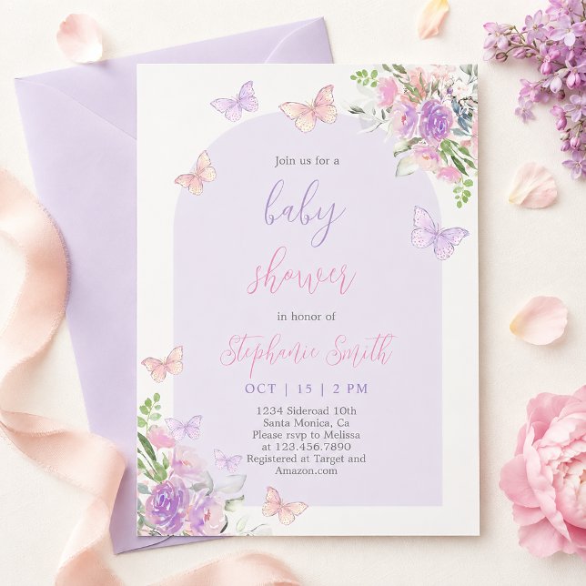 Invitation à une Baby Shower Papillon (Créateur téléchargé)