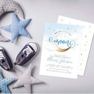 Invitation à une Baby Shower "Par-delà la Lune"